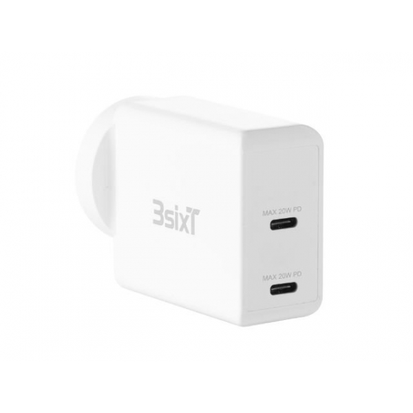 3sixT WALL CHARGER AU 40W DUAL USB-C PD20W + PD20W