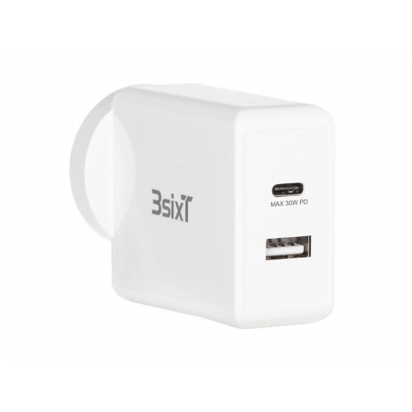 3sixT Wall Charger ANZ 30W USB-C PD + A WHITE